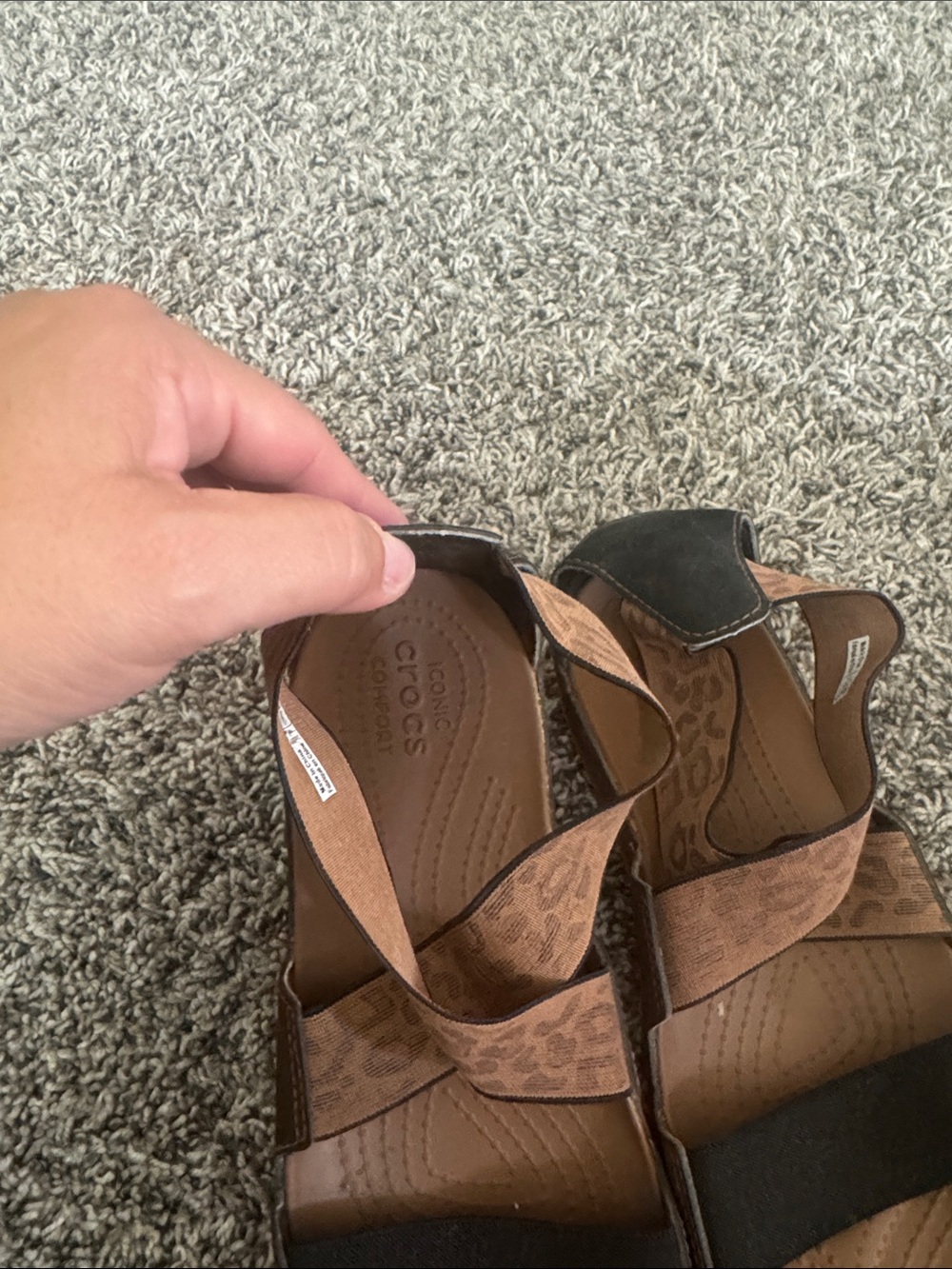 CROCS Women’s Brown Leopard-Print Comfort Sandals